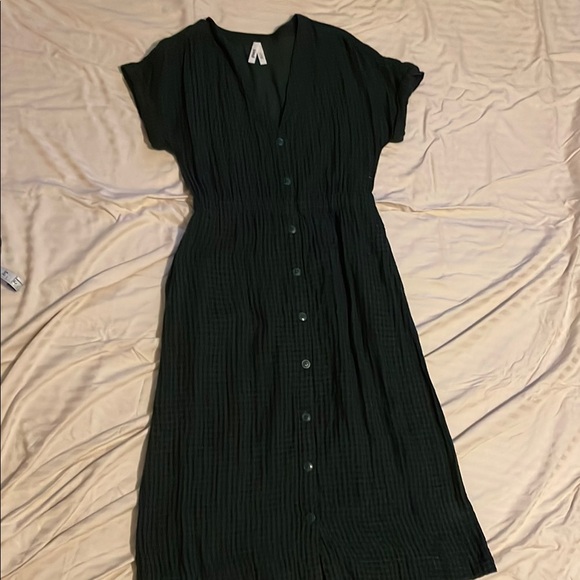 Pact Dark Green/Black Button Down Dress - Picture 1 of 6